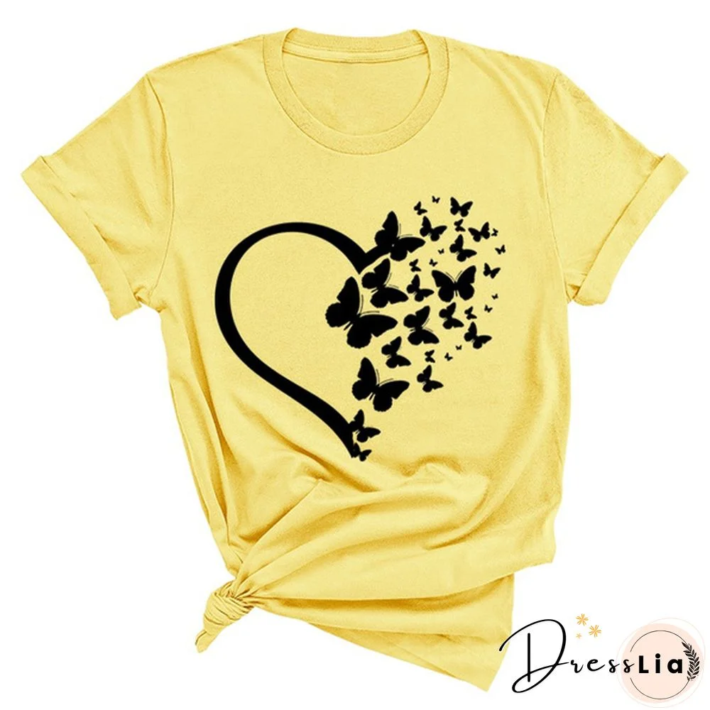 New Butterfly Print T Shirt Women Men Short Sleeve Tops Tees Summer Fashion Loose Casual T-Shirt