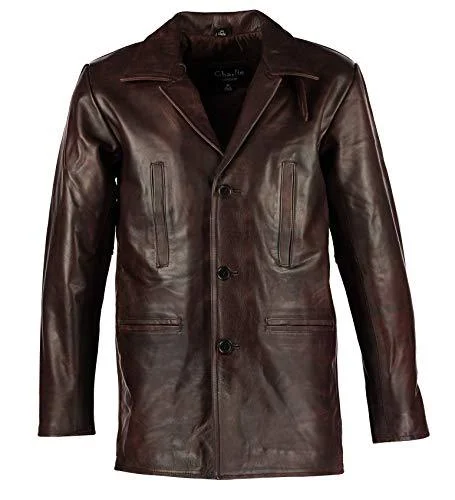 Men's Max Payne Vintage Brown Leather Jacket Coat