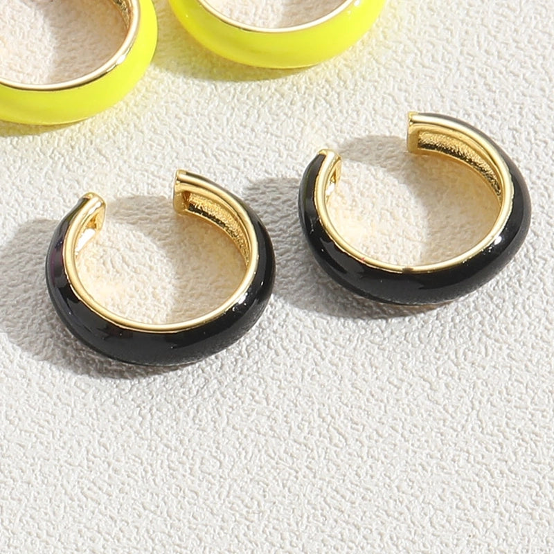 1 Pair Elegant Minimalist Solid Color Epoxy Plating Brass 14k Gold Plated Ear Cuffs