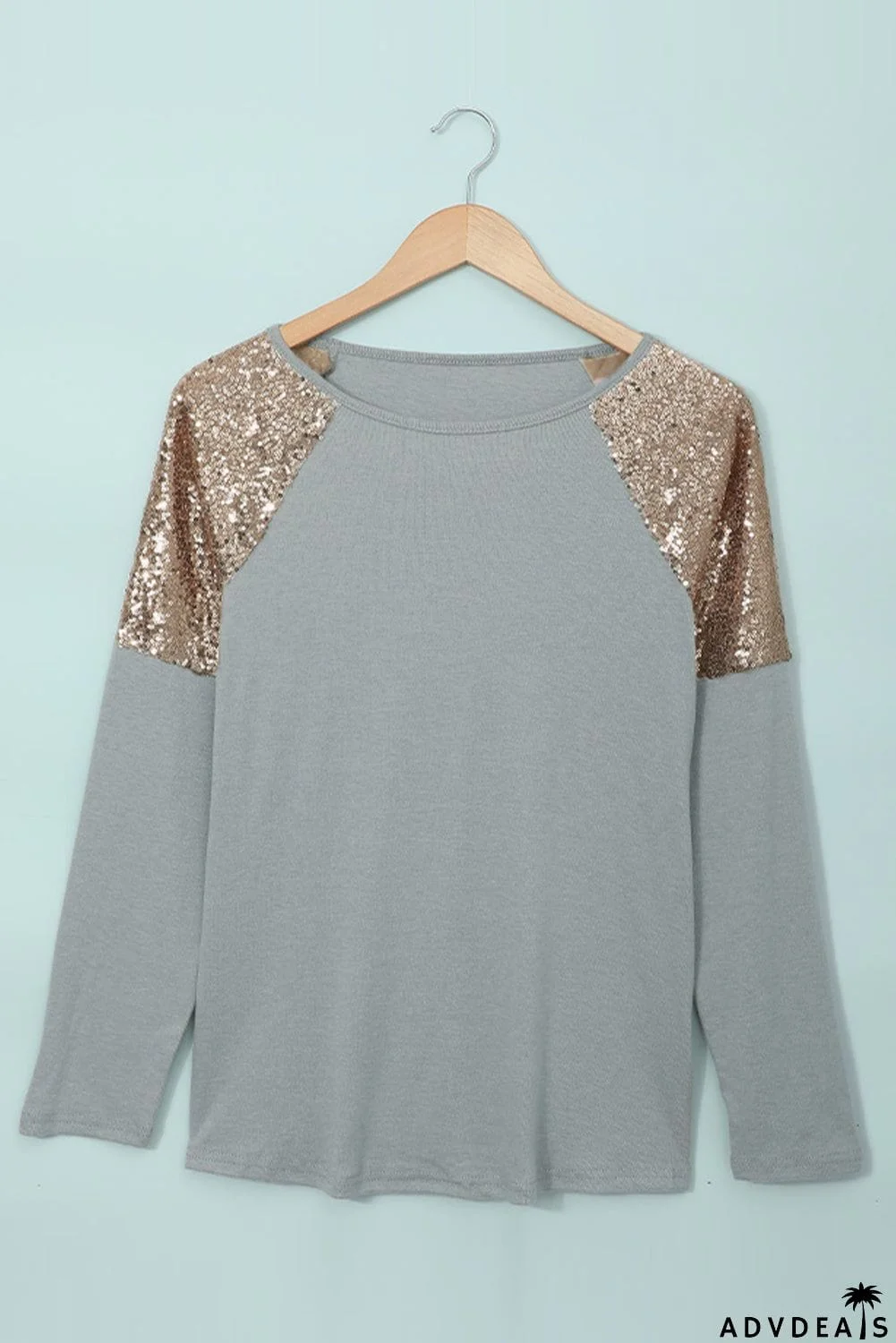Sequin Shoulder Long Sleeve Top