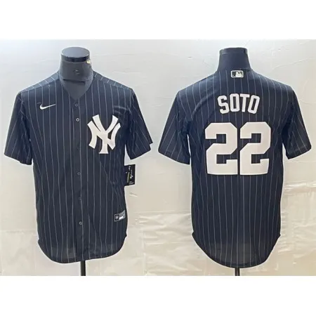 Men's New York Yankees #22 Juan Soto Black Cool Base Stitched Baseball Jersey S84J