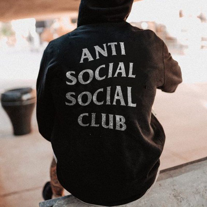 Anti Social Printed Men's Hoodie -  