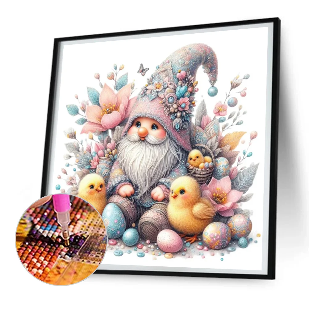 Full Round Diamond Painting 30*30cm - Beautiful Goblin And Chicken