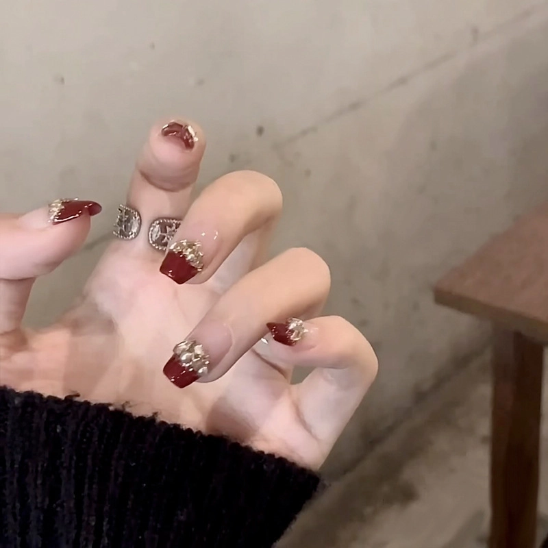 Wear Nail Beauty Nail Piece TikTok Hot Blush Gradient Butterfly Nail Sticker Finished Detachable Fake Nail