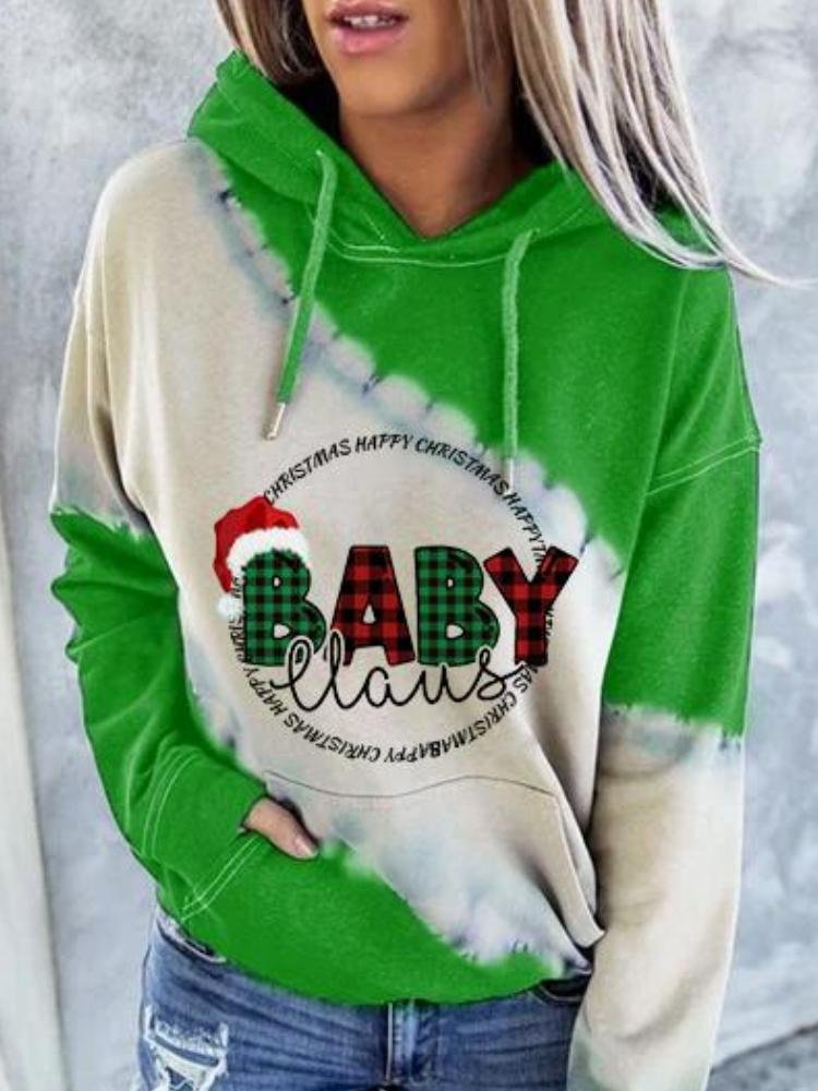 Women's Christmas Letter Hat Print Long Sleeve Round Neck Sweatshirt