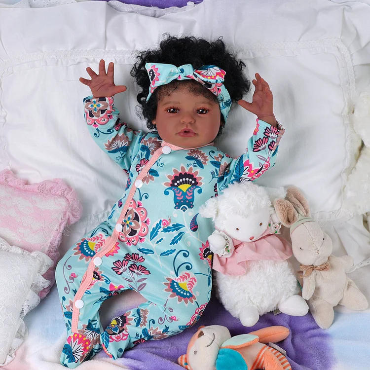 Babeside Laney 20'' Realistic Reborn Baby Doll African American Lovely Girl Mint Blue