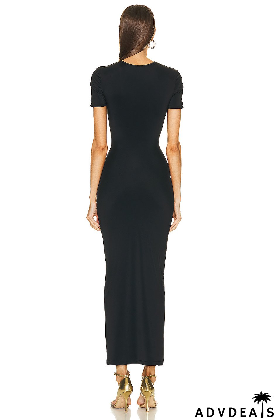 Women's Summer Metallic Sexy And Elegant Long Slim-Fitting Short-Sleeved Bandage Dress