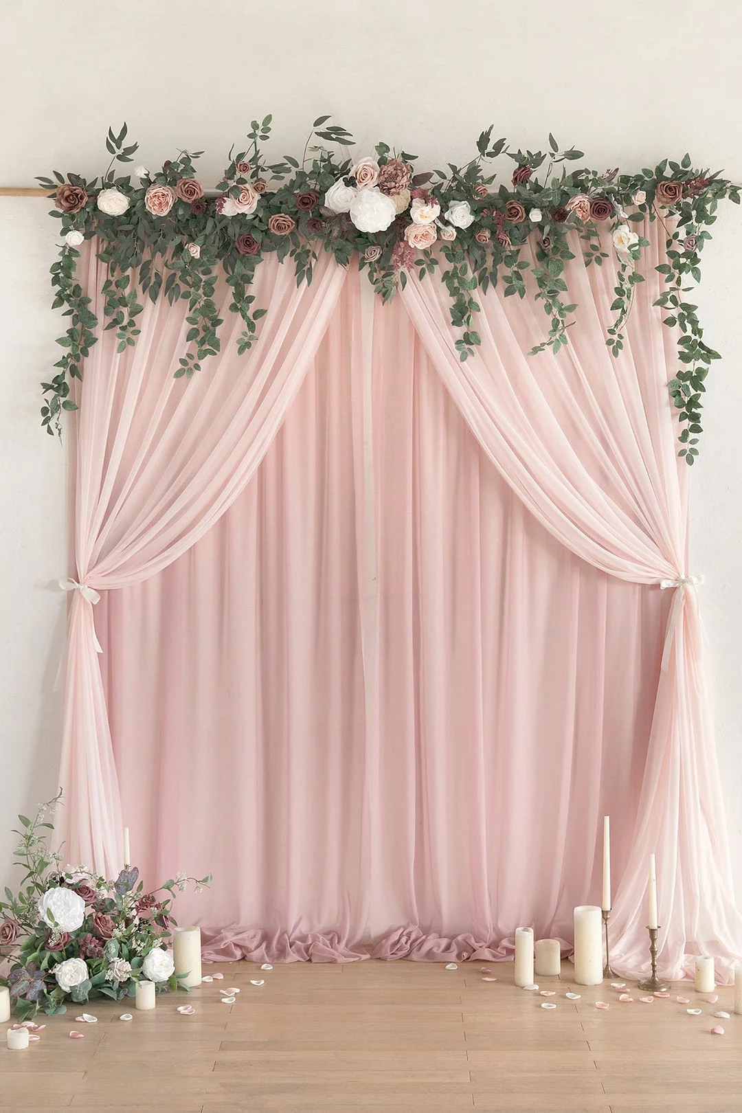 2-Layer Wedding Backdrop Curtains 59" x 10ft (Set of 2) - 8 Colors