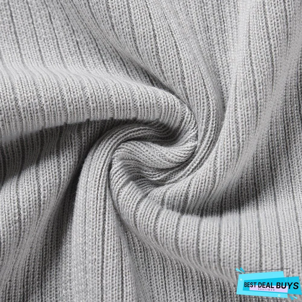 Bubble Long Sleeve Knitted Skirt Medium Long Wool Dress Black Dresses