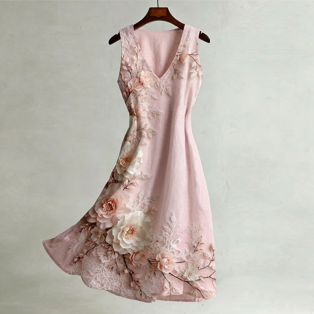 Women's Retro Bohemian Floral Pattern Casual Sleeveless Dress wearshes