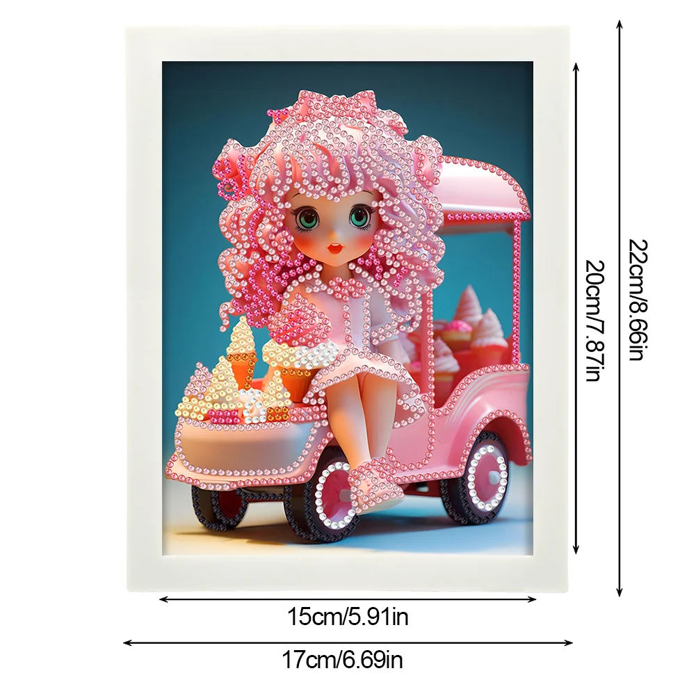 Diamond Painting - Partial Crystal Rhinestone Drill - Cartoon Girl(Canvas|15*20cm)【with Plastic Frame】