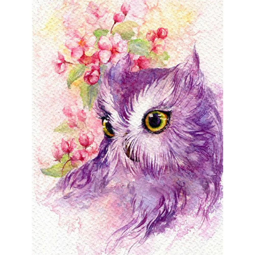 Diamond Painting - Full Round/Square Drill - Purple Owl(30*40 - 50*60cm)