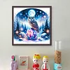 Owl On Gemstone Under Moonlit Night-Full Embroidery 3 Strands 11CT Stamped Cross Stitch-40*40CM