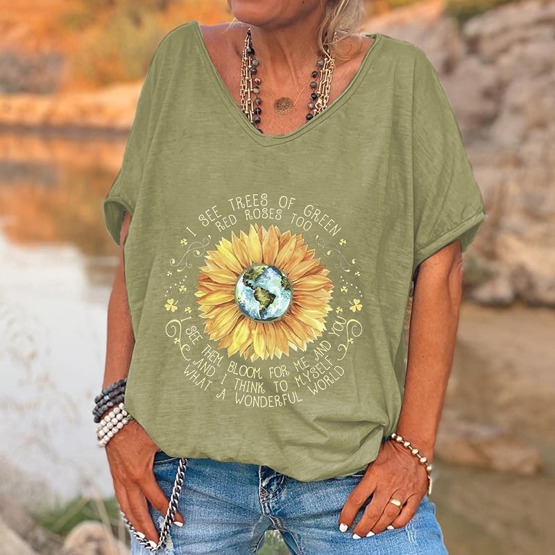 I See Trees Of Green Printed Floral Hippie T-shirt