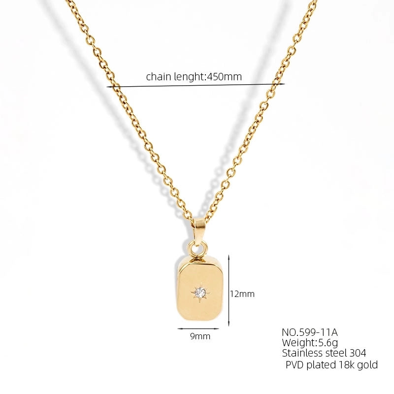 Casual Elegant Vacation Square Water Droplets 304 Stainless Steel Rhinestones 18K Gold Plated Inlay Earrings Necklace