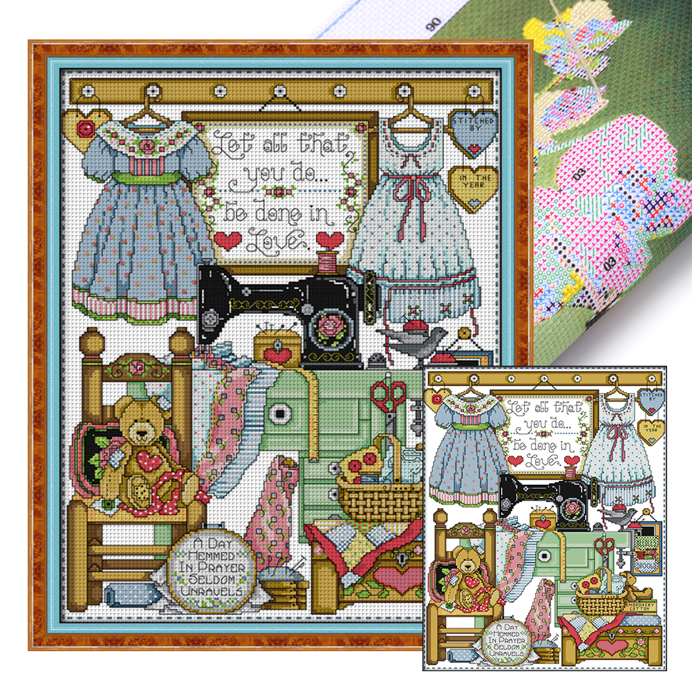 Tailor Shop 14CT Stamped Cross Stitch 40*50cm/15.75*19.69in