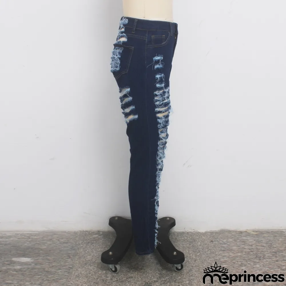 Sexy High Waist Ripped Damaged Jeans
