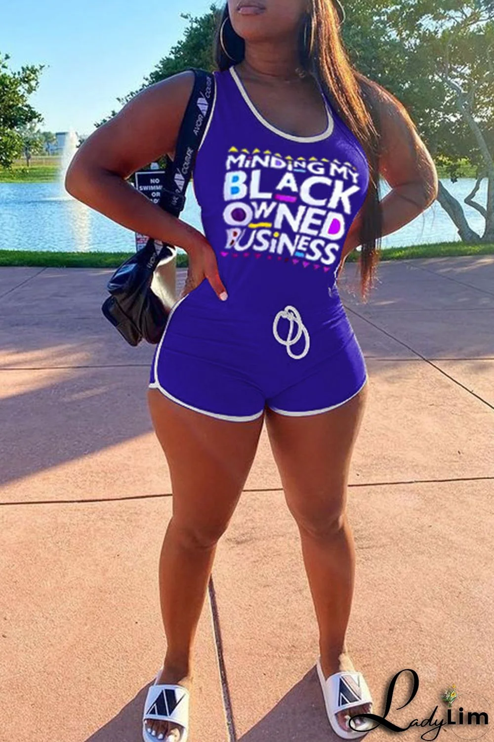 Black Casual Print Split Joint U Neck Straight Jumpsuits