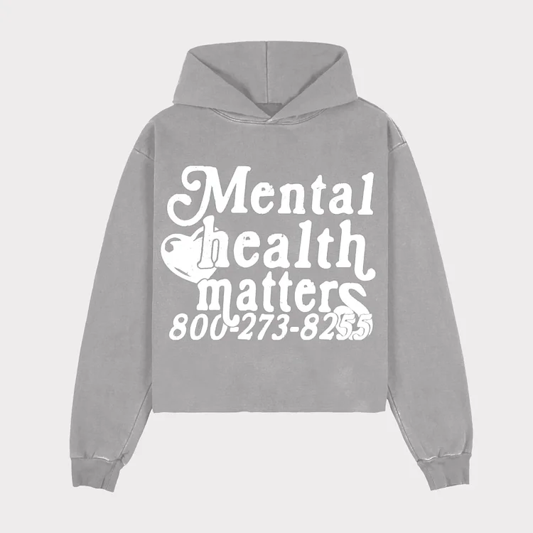 Mental Health Matters Graphic Print Pullover Hoodie