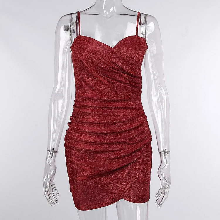 Promsstyle Glittering ruched bodycon slip dress Prom Dress 2023