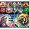 Douze signes du zodiaque-plein diamant rond peinture-30 * 30cm