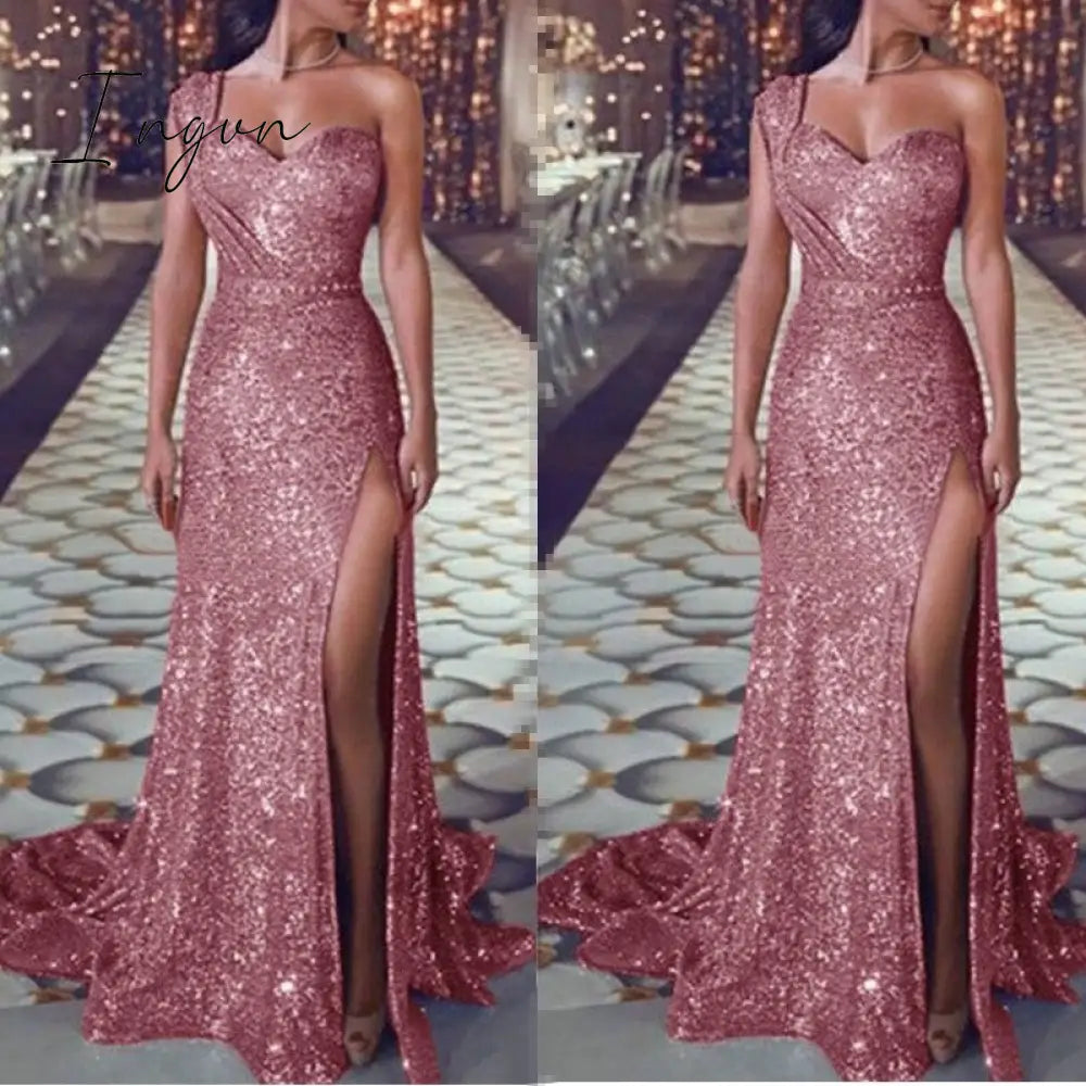 Ingvn - Big 5Xl Fashion Women Dress Sequin Prom Party Fork Opening Ladies Dresses Ball Gown Sexy