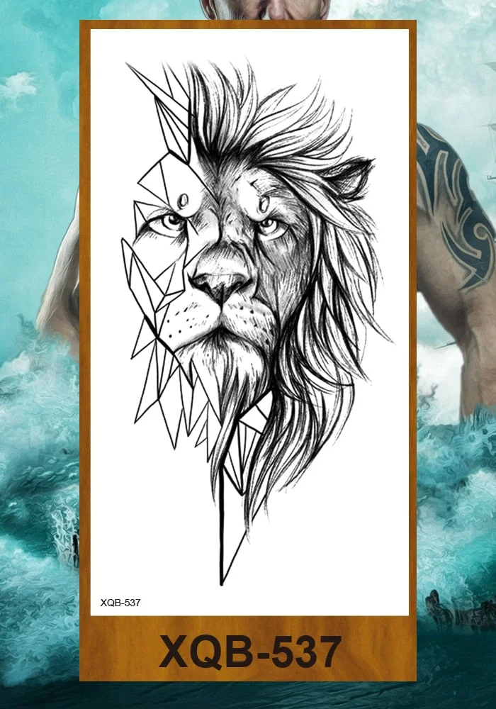 Temporary Tattoo Stickers Men Women Adult Girl Chest Flower Arm Leg Fake Tatoo Semi Permanent Tiger Wolf Beauty & Beast Body Art