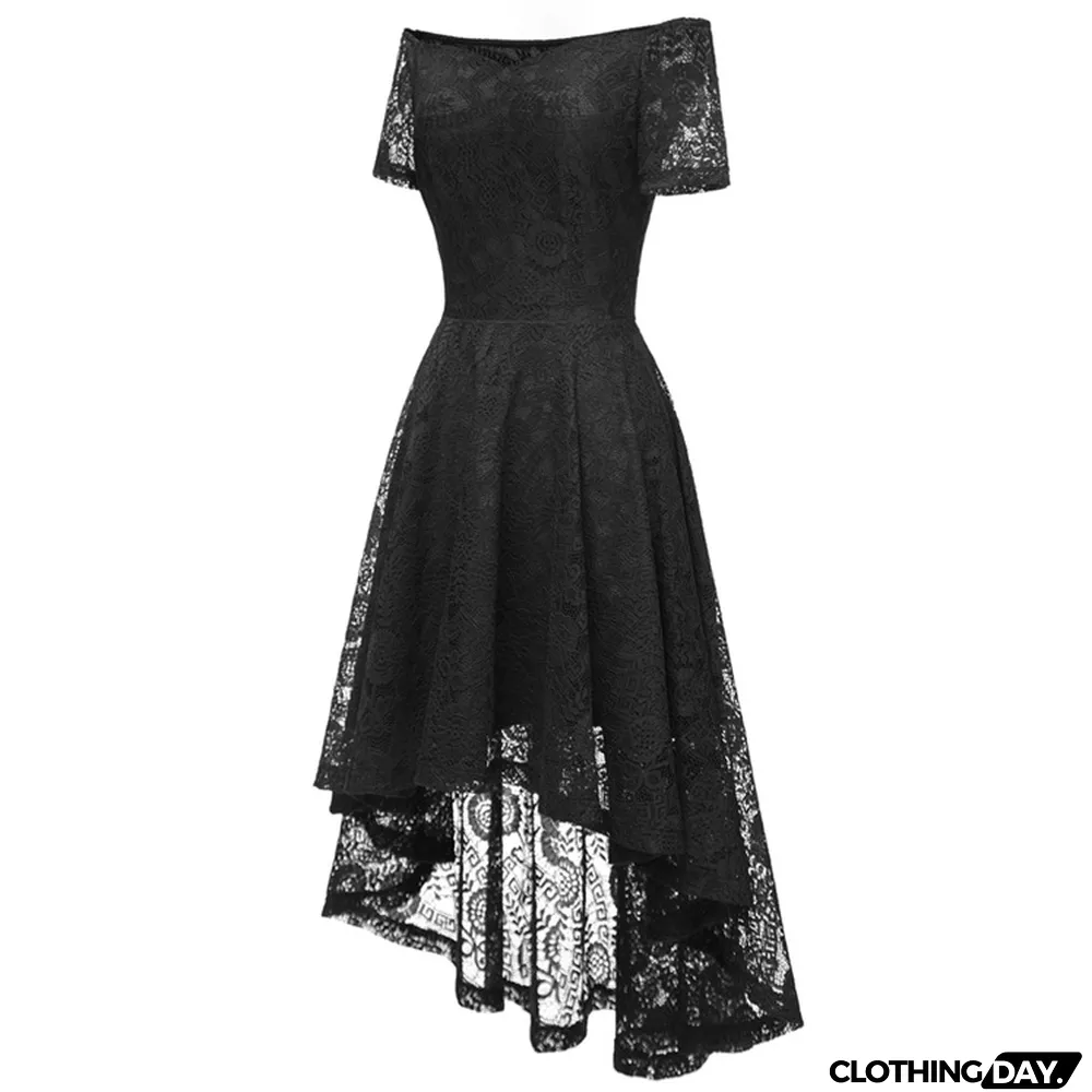 Women Sexy Elegant Off Shoulder lace Short Sleeve Mermaid Dress