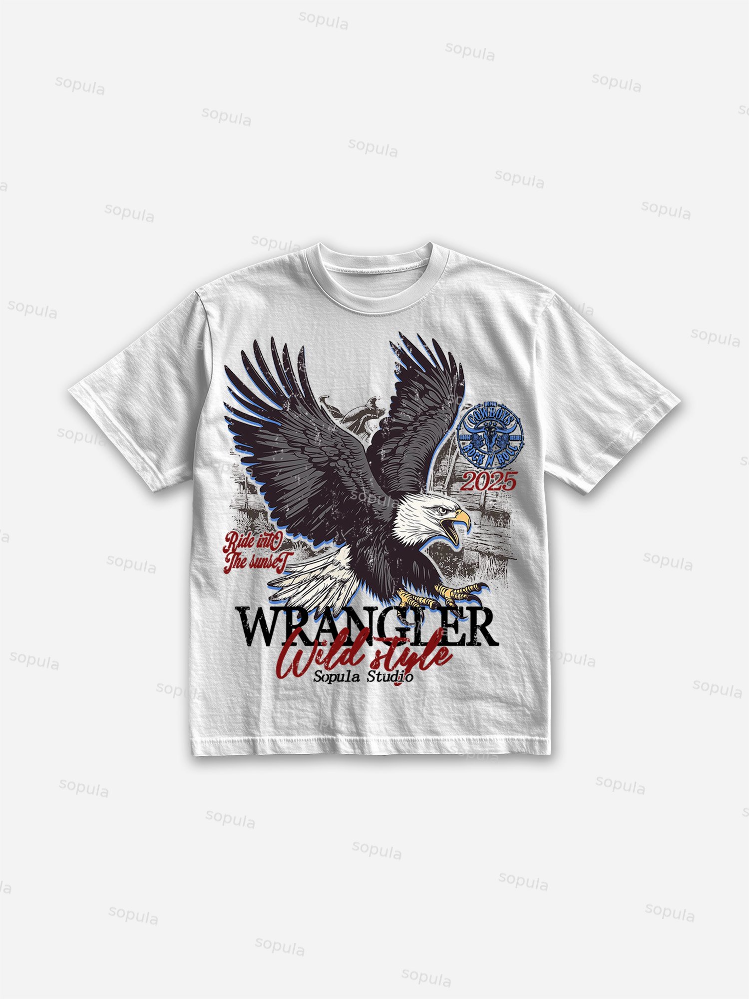 Wrangler Eagle Rodeo Print Cotton T-shirt