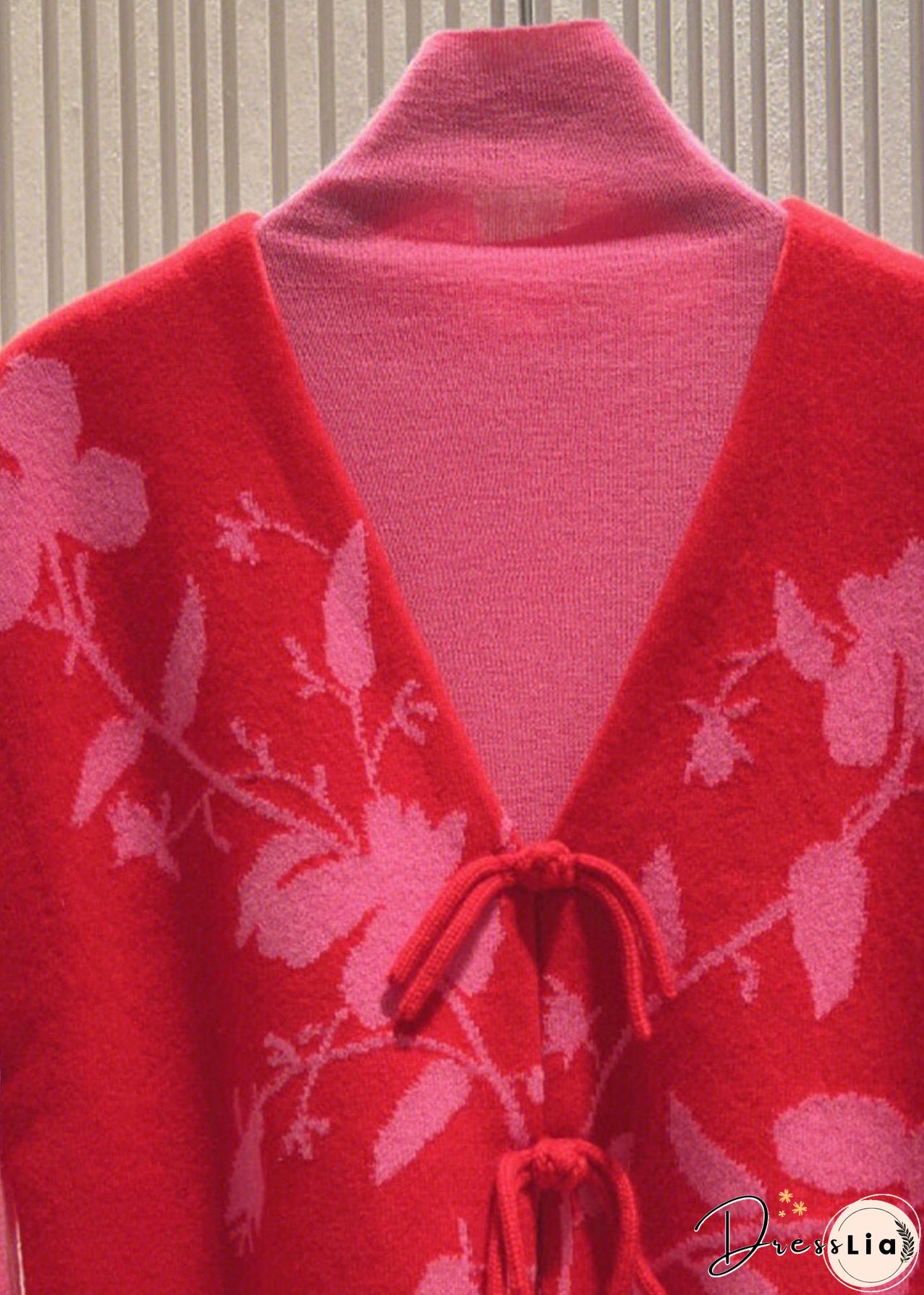 Loose Red Button Patchwork Tops And Waistcoat Knit Two Pieces Set Fall