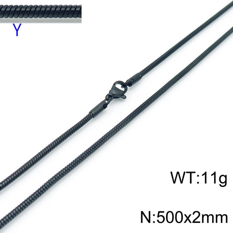 Jewelry Classic Style Solid Color Titanium Steel 18K Gold Plated Chain Necklace