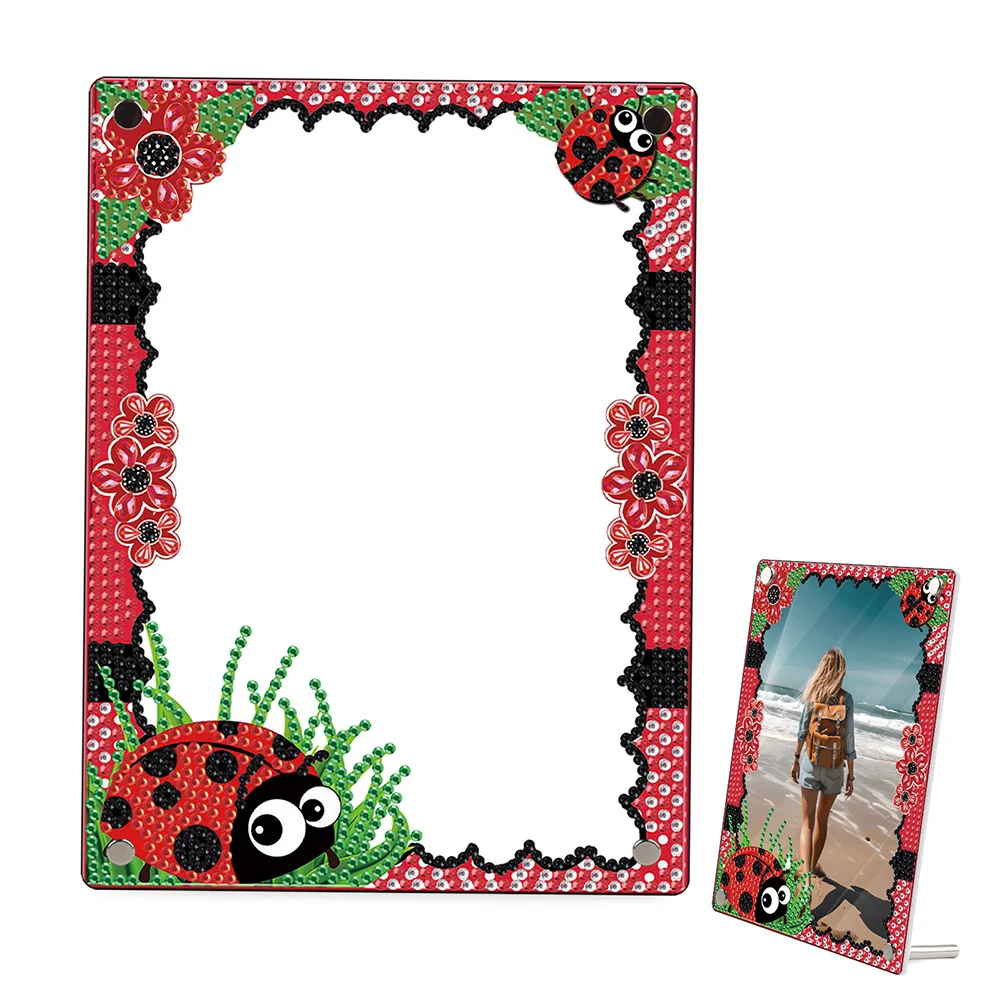 DIY Floral Ladybug Special Shape Diamond Painting Photo Frame Home Decor Gift 