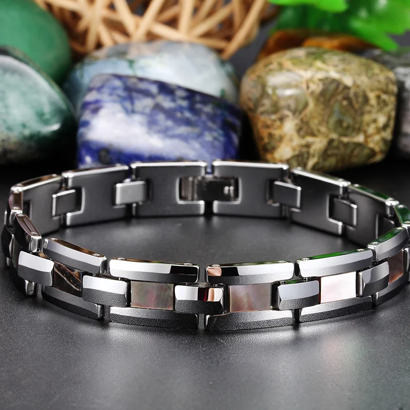 Women's Or Men's 215mm Tungsten Carbide Hologram Bracelets Unisex Fashion Link Chain Bangles For Mens And Womens