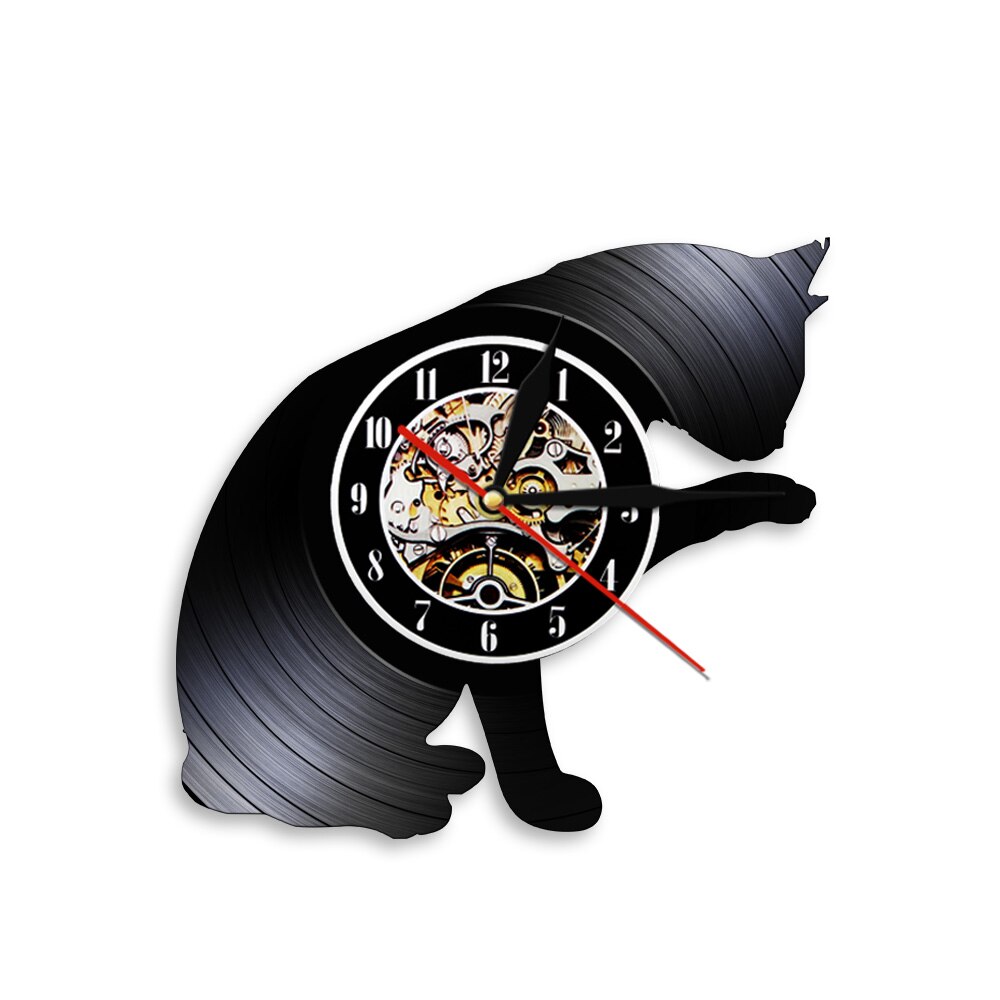 

Cut Out Longplay Cat Silhouette - Vinyl Record Wall Clock - Without LED, 501 Original