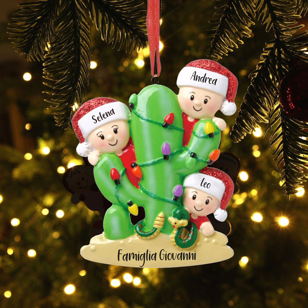 Bianco Natale mille candele... Ornamenti cactus ciondolo per albero di Natale 3 nomi personalizzati