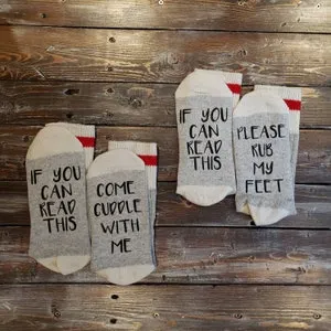 pornhint Pornhint If You Can Read This Socks / Funny Socks / Come Cuddle With Me / Please Rub My Feet / Stocking Stuffer / Funny Gift / Foot Massage Socks