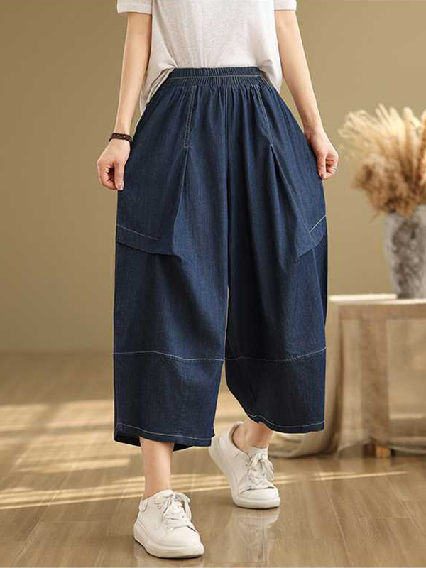 Side Large Pocket Vintage Wide Leg Jeans