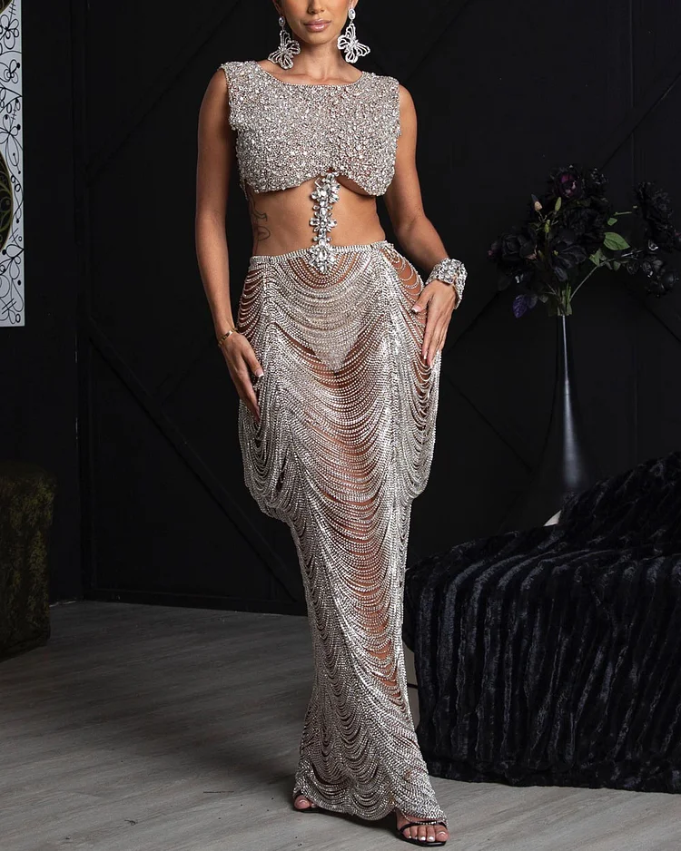 Sexy Luxurious Rhinestone Fringe Dress