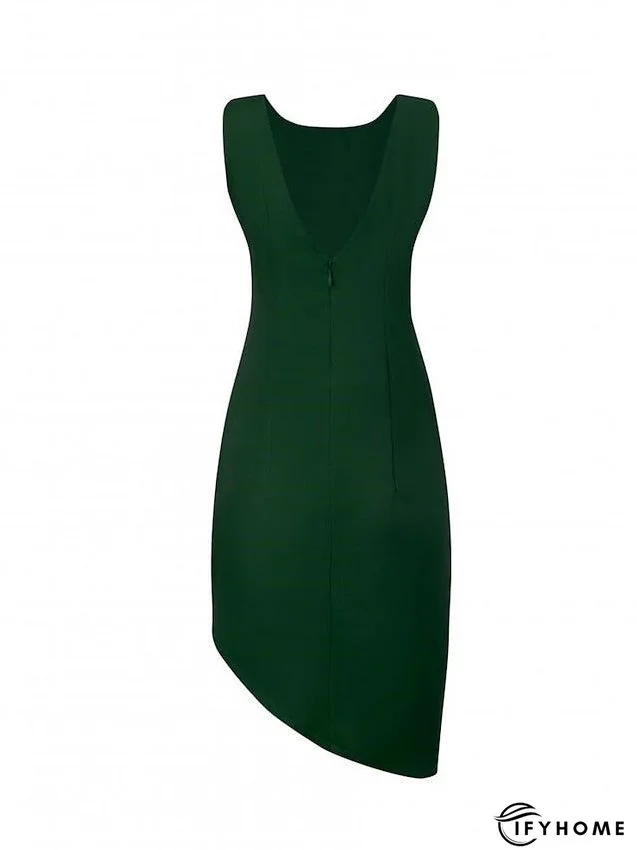 Work Dress Sheath Dress Semi Formal Dress Fashion Mini Dress Ruched Asymmetrical Crew Neck Sleeveless Plain Regular Fit Black White Green Spring Summer S M L XL XXL for Women | IFYHOME