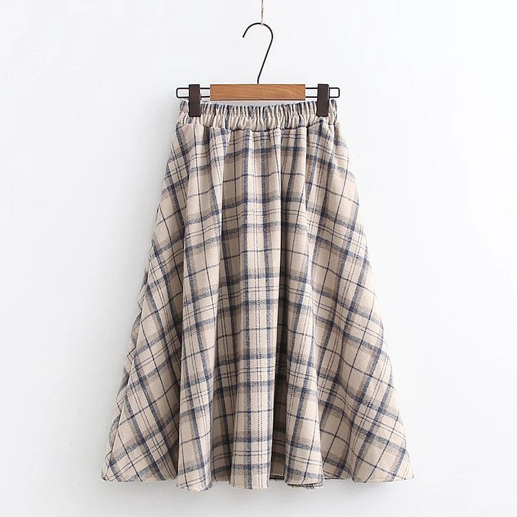 Vintage Elastic Waist Lattice A-line Skirt  - Modakawa Modakawa