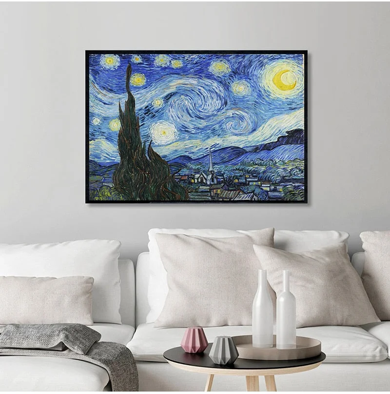 Starry Night by Vincent Van Gogh Famous Artist Art Print Wall Picture Canvas Oil Painting Home Wall Decor