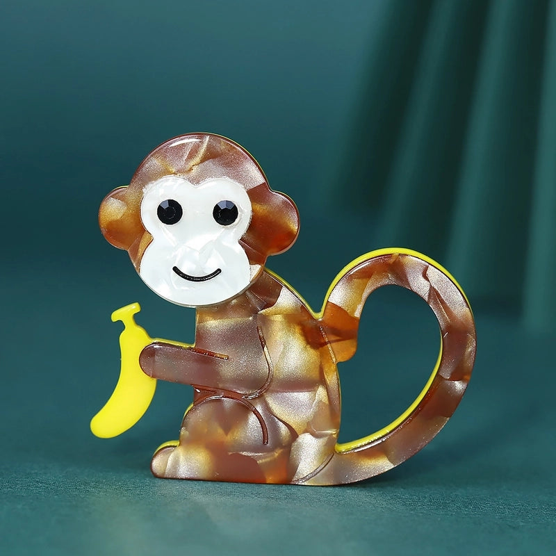 Cute Pin Monkey Arylic Stoving Varnish Unisex Brooches