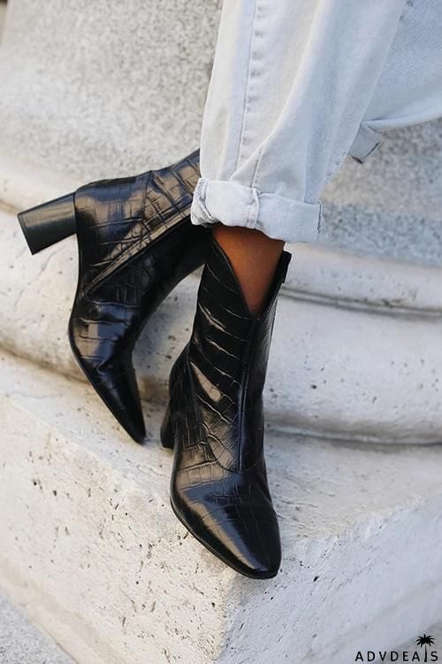 Square Toe Slip On Boots