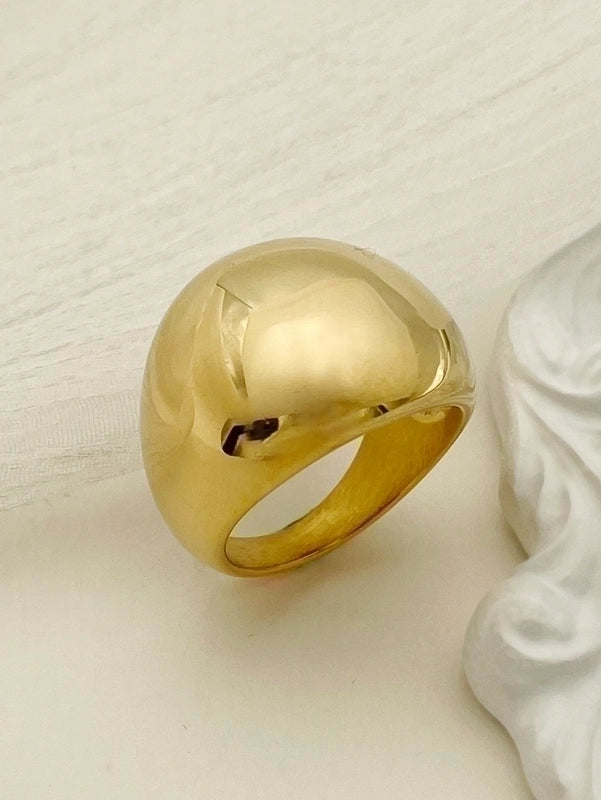 304 Stainless Steel 14K Gold Plated Casual Minimalist Plating Solid Color Rings