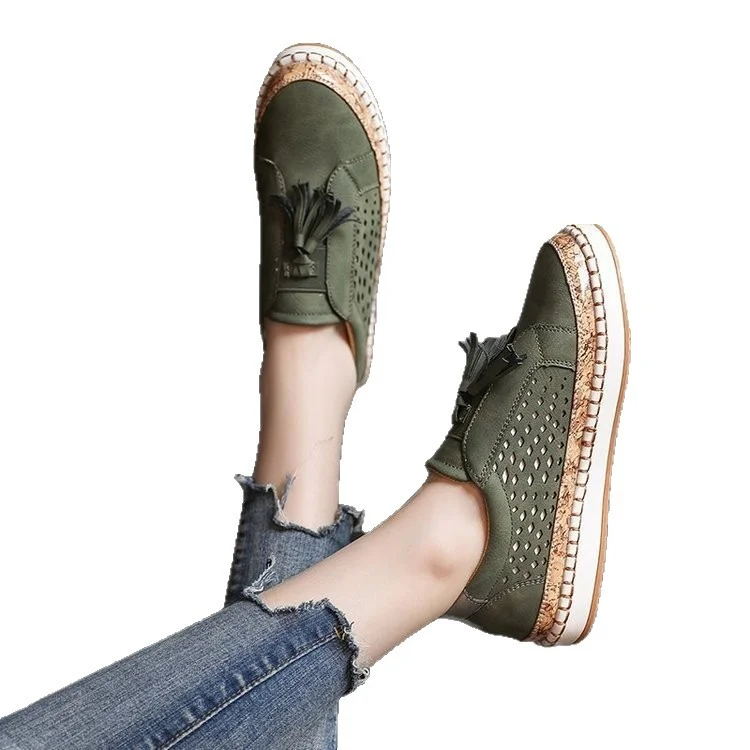 Breakj Breakj New Women's Shoes 2025 Hollow Large Ticulating Esoleo Round Head Two-Color Splicing Suture Casual Single Shoe