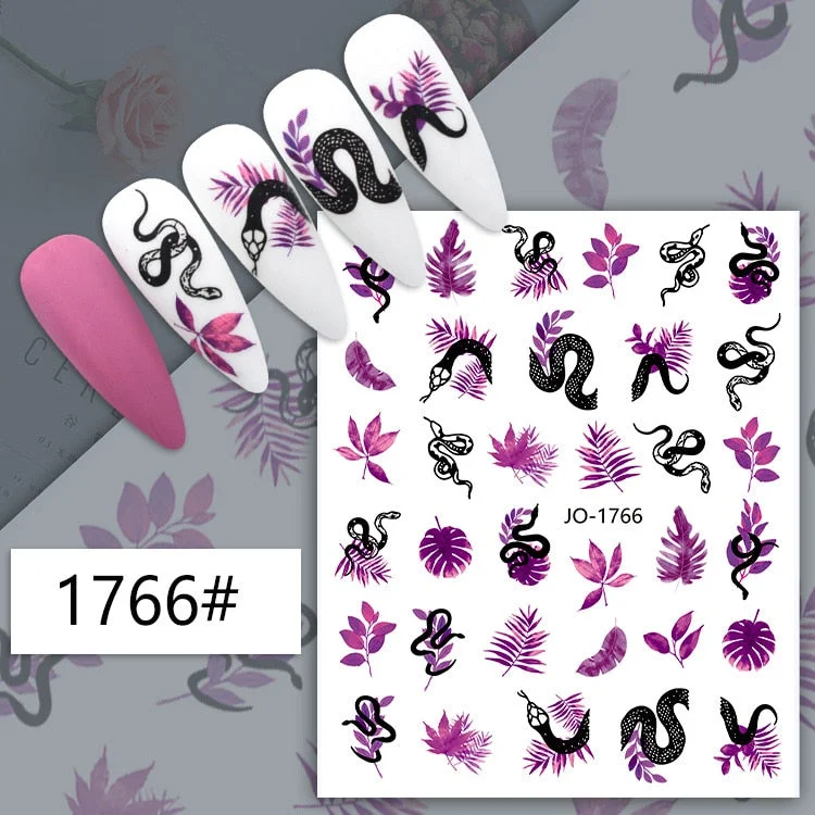 3D Nail Stickers Snake Dragons Design Adhesive Water Transfer Stickers DIY Nail Art Decoration Manicure Salon Acrylic Tips Tool-Nail Inspo