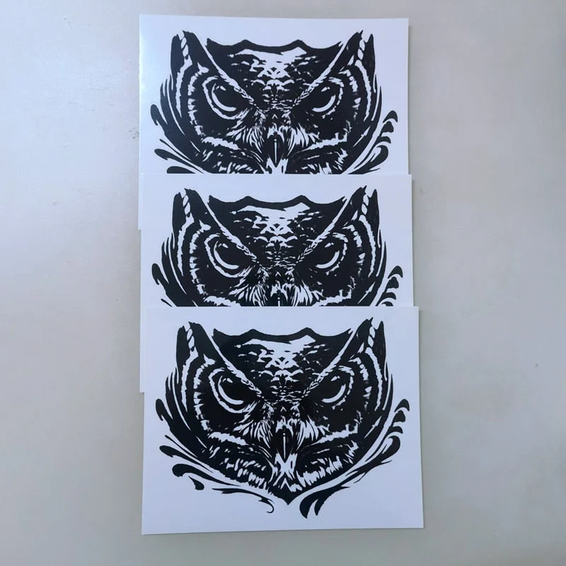 Black Owl Temporary Tattoo Sticker Waterproof Lasting Hand-Painted Hand Back Neck Fake Tattoo Big Personality Tattoo Sticker Men