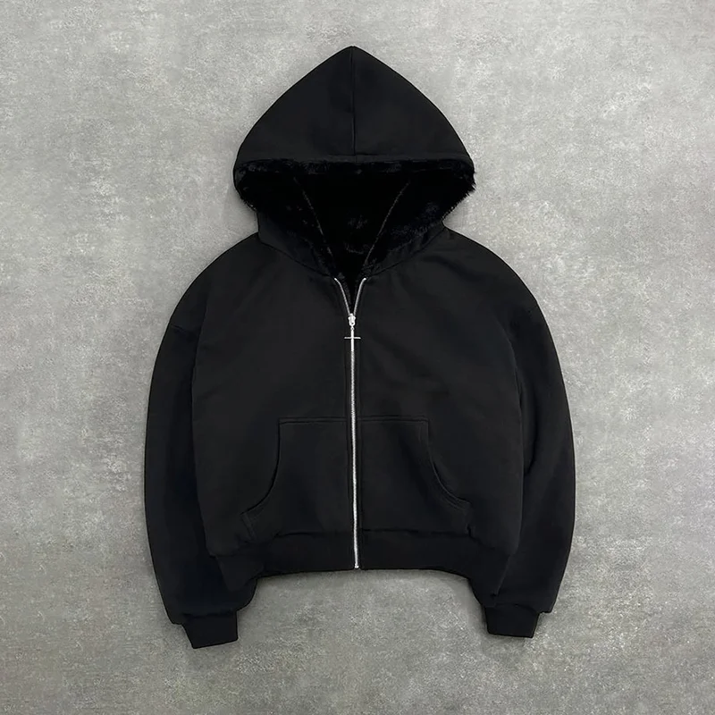 Street Casual Retro Lined Leopard Print Zip-up Hoodie
