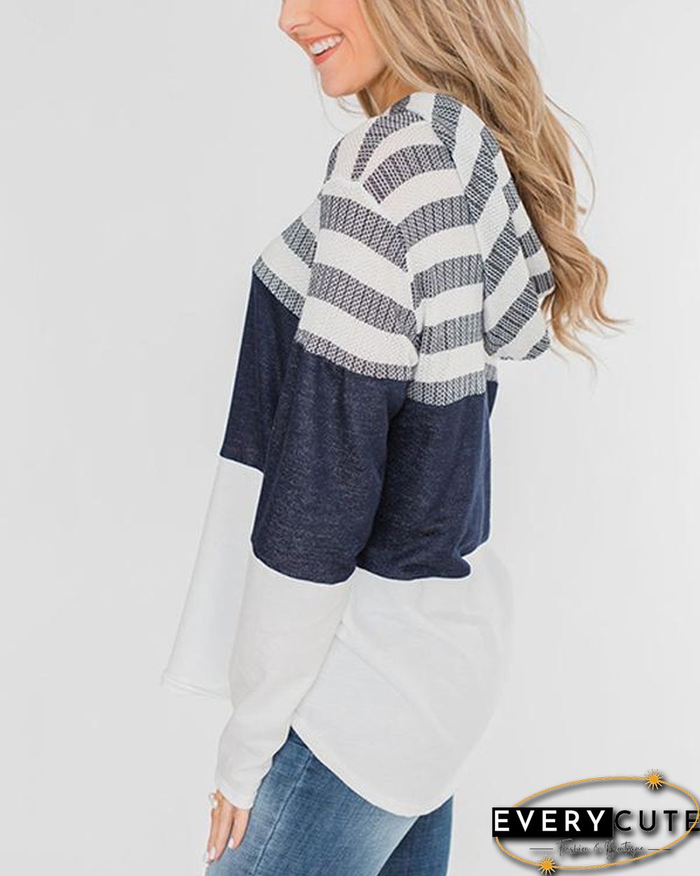 Color Block Splicing Drawstring Hoodies