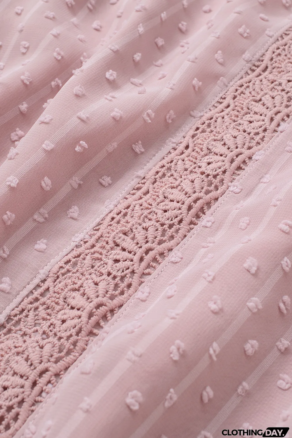 Elegant V-Neck Swiss Dot Lace Blouse